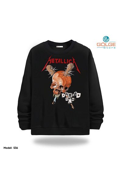 Gölge Store Metallica Chest Printed Slimfit Crew Neck 2 Thread Unisex Sweatshirt