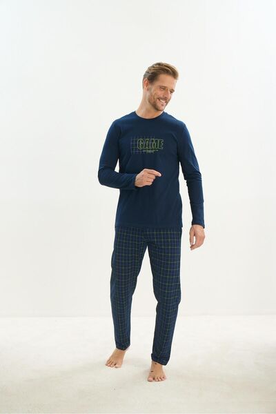 Sevim Erkek Uzun Kol Lacivert Pijama Takım C6T1N4O9