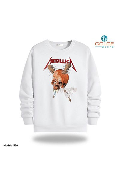 Gölge Store Φούτερ Unisex με στάμπα στήθους MeTalliCa Slimfit Crew Neck 2 κλωστών