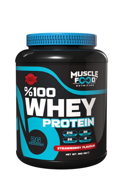 MUSCLEFOOD 910Gr Strawberry Flavored Concentrate Whey Protein Powder - 26 Servies