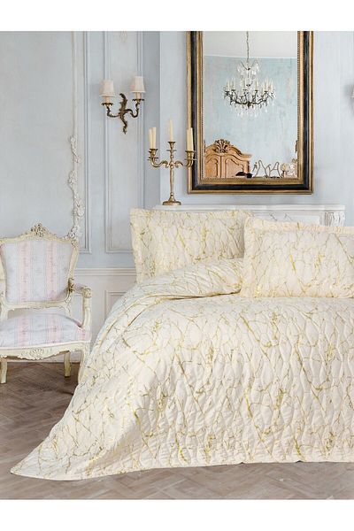 Cotton Box Velvet Sheeted Double Smart Bedspread - Destello Cream