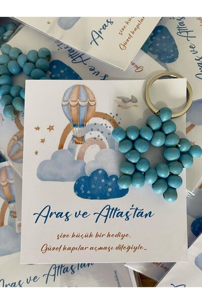 Süsler Ahşap Yıldız Anahtarlık Bebek Hediyeliği Aras Atlas Konsept 30 Adet