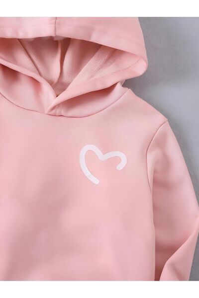 GLOWES Κορίτσια - Πακέτο 3 μπλούζες με κουκούλα με μισή καρδιά εμπριμέ βαμβακερό φούτερ