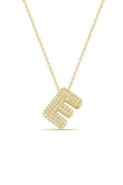Karem Jewellery Zirkon Taşlı E Harfi Kolye GOLD Kaplama Kadın