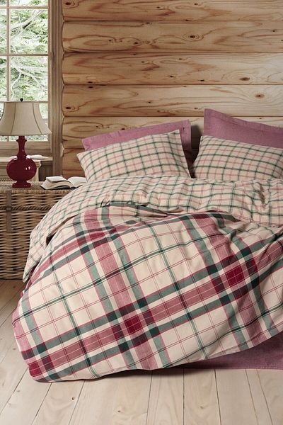 Cotton Box Claret Red Jamil Single Duvet Cover Set - Winter Flannel