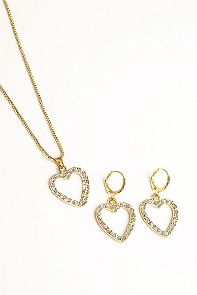 EUROMODA Heart Design Necklace Earring Suit Set