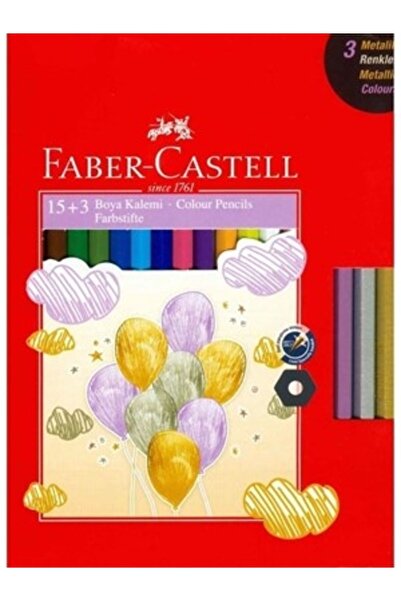Faber Castell 15+3 Kuru Boya Kalemi Tam Boy + ( 3 Metalik Kuru Boya Hediyeli ...