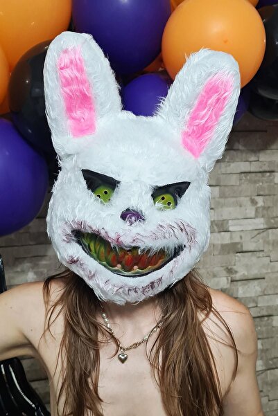 PEKSHOP Furry Rabbit Mask - Halloween and Halloween Scary Killer Mask