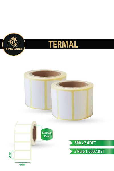 KİNG LABEL Etichetă cu coduri de bare termice 40x20 - 2 role de 500 de role