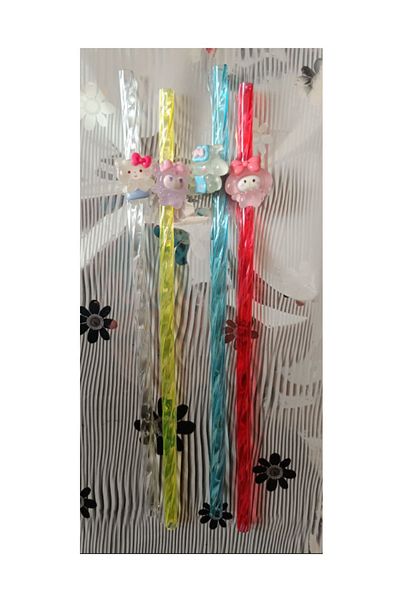 Fark Teknoloji Figured Mica Washable Party Straws 4 Pieces (Cleaning Brush Gift)