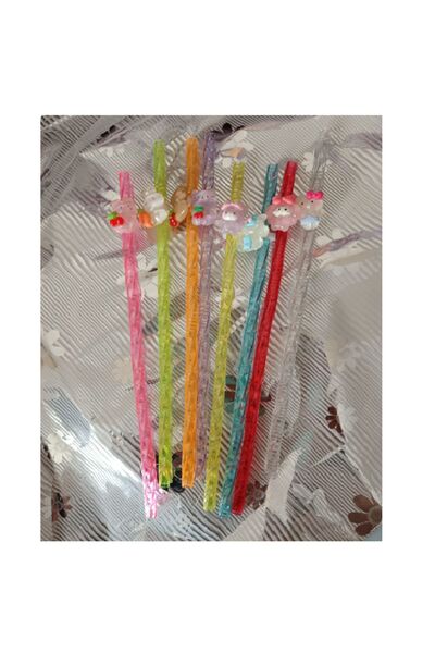 Fark Teknoloji Figürlü Plastik Parti Pipet 8li (TEMİZLEME FIRÇASI HEDİYE)