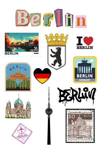 ANSHA CRAFTS مجموعة ملصقات برلين - دفتر ملاحظات مخطط لمجلة Bullet Journal للك...