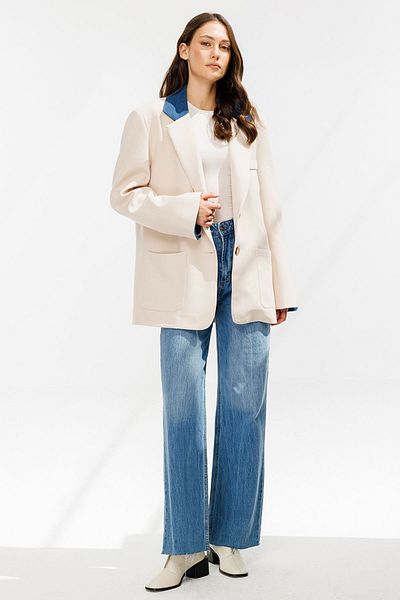 Hooopstore Stone Colored Blazer - Jeans Garni Detailed Jacket