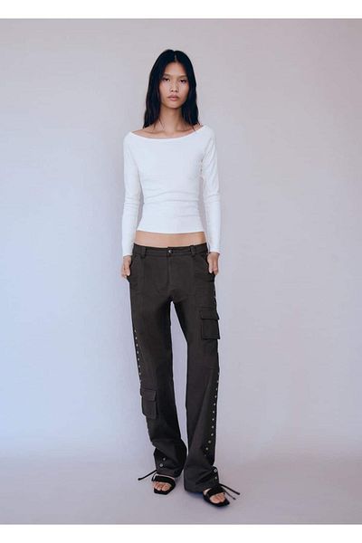 MANGO Woman Tricou din bumbac cu gât barcă