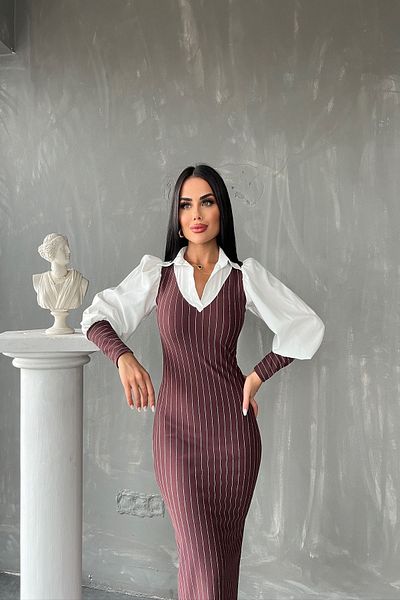 kamacibutik Rochie creion cu guler cămașă cu dungi cu design special