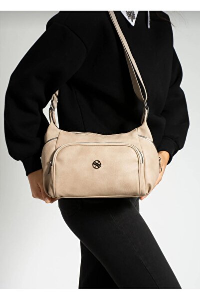 Sanmorris Eflanmoda Sanmorris bej rengi çok bölmeli çanta