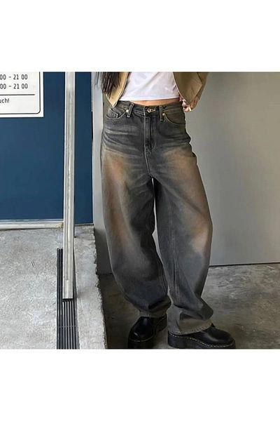 DENOKMODA Y2K Brown Baggly Jean Trousers - Recycled