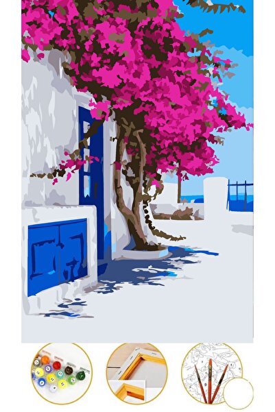 Puzzle Sayılarla Boyama Tuval Seti Fırça Boya Dahil (çıtalı) 35x50 Cm -BEGONY...