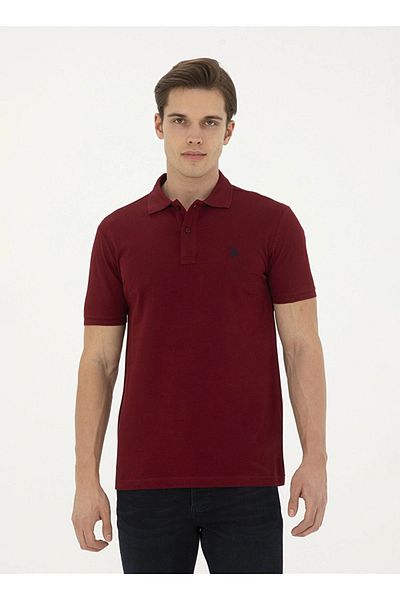 U.S. Polo Assn. Η.Π.Α. Polo Assn. Claret Red Slim Fit ανδρικό μπλουζάκι πόλο - GTP04IY024 DMLS
