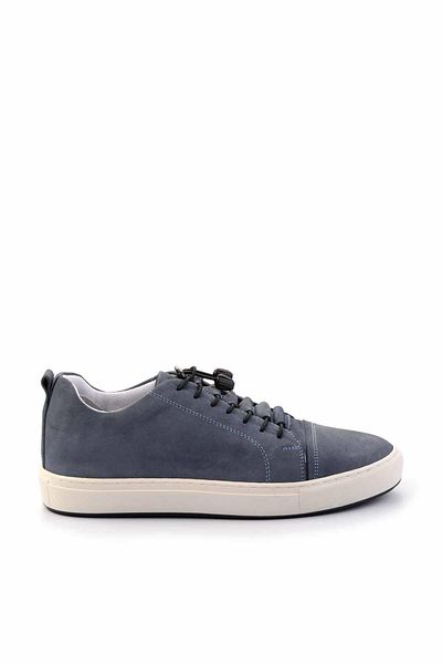 Bambi Pantofi casual pentru bărbați din piele naturală din nubuc albastru denim E01380110901