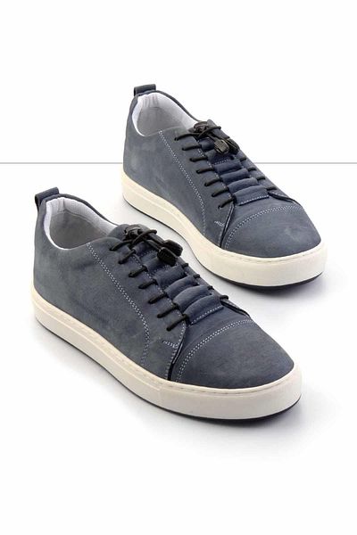 Bambi Pantofi casual pentru bărbați din piele naturală din nubuc albastru denim E01380110901