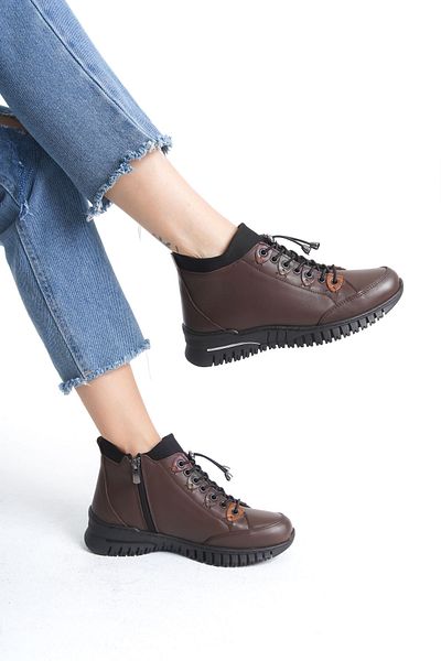 YADE MODA Genuine Leather Rubber Sole - Cold Weather Resistant Mother Boots with Orthopedic and Fur
