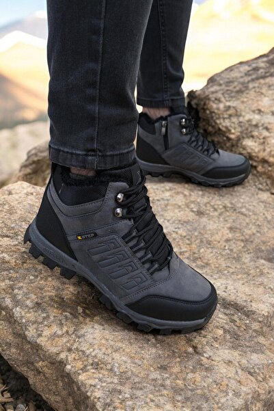 Weynes Мъжки сиви ортопедични водоустойчиви ботуши с стъпала - с цип Wsb1084