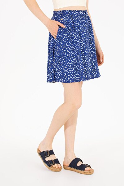 Fiore Viola kadın mini etek bel lastikli yan cepli iç astarsız yumuşak penye ...