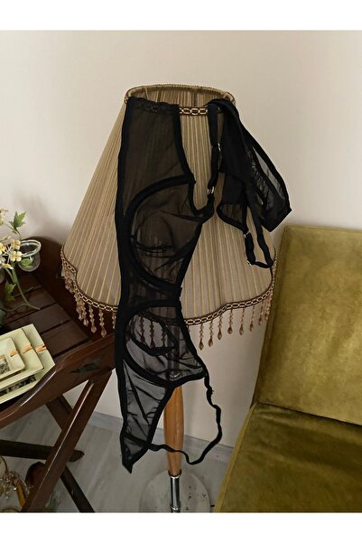 LORE SORTA LINGERIE Kadın Tül Brode Basıc Bralette Alt Üst Tanga Sütyen Takımı