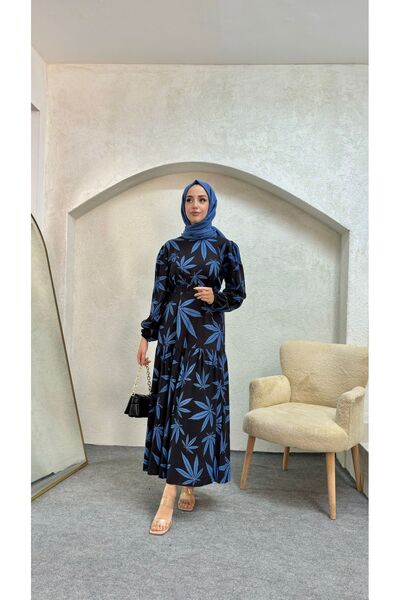 GRNMODA Φόρεμα με μοτίβο φύλλων Hijab