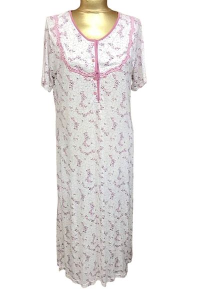 Pelin Pijama Pelin Women's Short Sleeve Nightgown-1110 Pink Floral