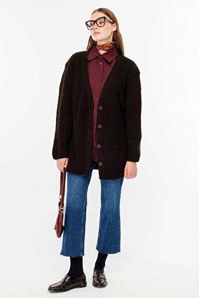 Hooopstore Ζακέτα με πόρπη και ζώνη σε καφέ χρώμα