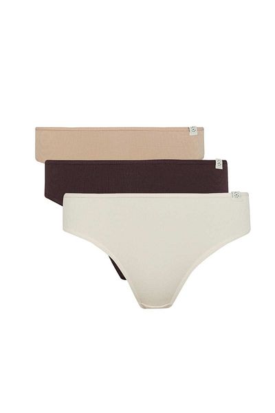 DeFacto Fall in Love Ribbed 3-Piece Slip Panties D6405Ax24Au