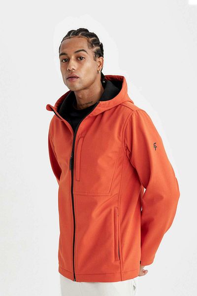 DeFacto Softshell-Mantel – wasserabweisend, winddicht, mit Kapuze, Reißverschluss und Tasche A2122ax24au