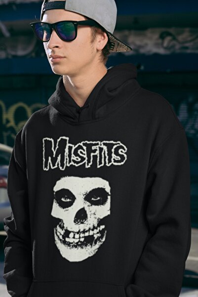 SEVBANO Muzički bend Misfits, unisex kapuljača sa širokim krojem i printom