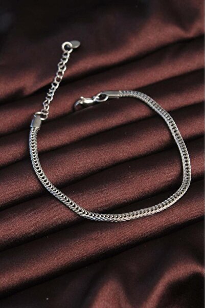 Neiçin Silver Steel Thin Fish Back Men's Bracelet - Casual Style