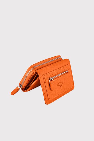 Garbalia Orange Genuine Leather Women's Wallet - Moon
