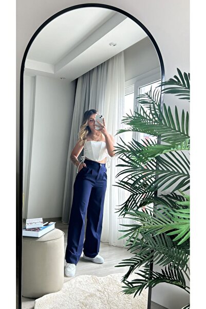 dossy dossy Yüksek Bel Palazzo Kumaş Pantolon