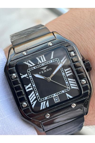 FERRO 30 Mt Water Resistant Men's Wristwatch - Steel Cord, Calendar Dial, Efm11448-Bg