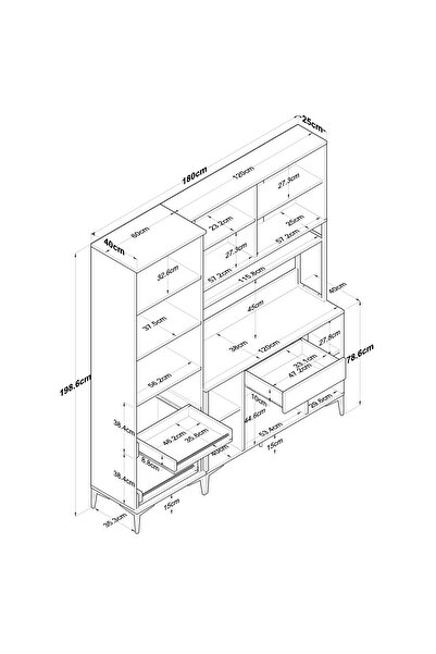 Rani Mobilya Rani JE133 Çok Amaçlı Dolap 10 Kapaklı 1 Çekmeceli Kiler Mutfak Dolabı Beyaz