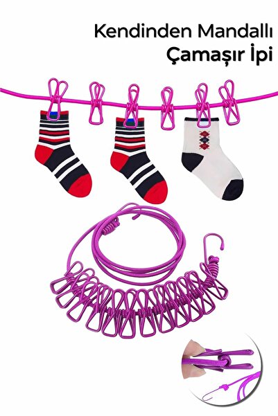 ARVALE Frânghie de rufe pentru camping, cu sistem de prindere automată, pentr...