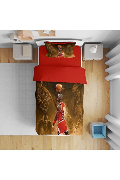 Home طقم سرير فردي رقمي ثلاثي الأبعاد بتصميم كرة السلة من Nevresimhome