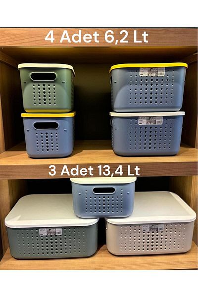 Bayev 7 Piece Bubble Lid Storage Box Set - Mixed Color (3 Large 4 Small)