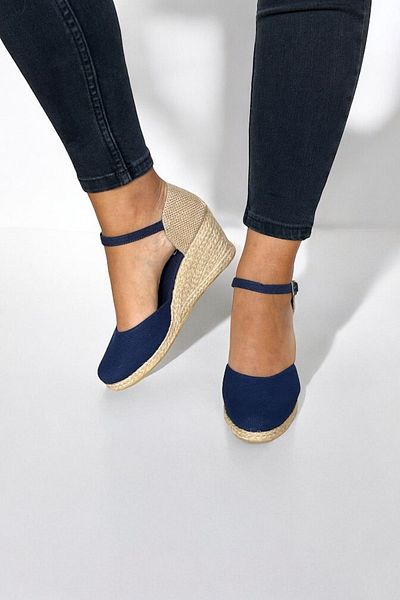 Y&D Shoes Wedge Heel Open Back Straw Linen Sandals