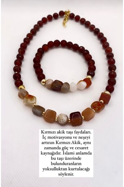 Takkı by Handan Kırmızı akik tasarım kolye ve bileklik . Takım fiyatıdır.