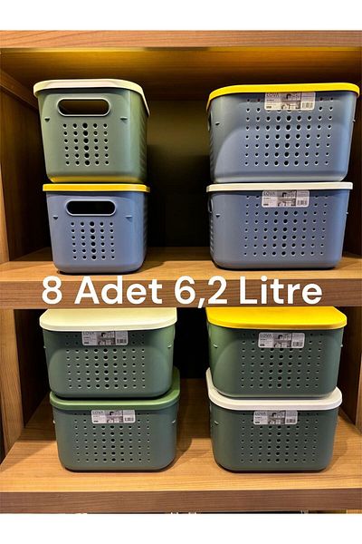 Bayev 8 Pieces 6.2 Liter Multi-Purpose Closet Organizer Box with Bubble Lid