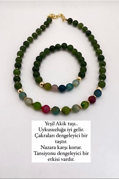 Takkı by Handan Yeşil akik taşı tasarım kolye ve bileklik takım fiyatıdır.