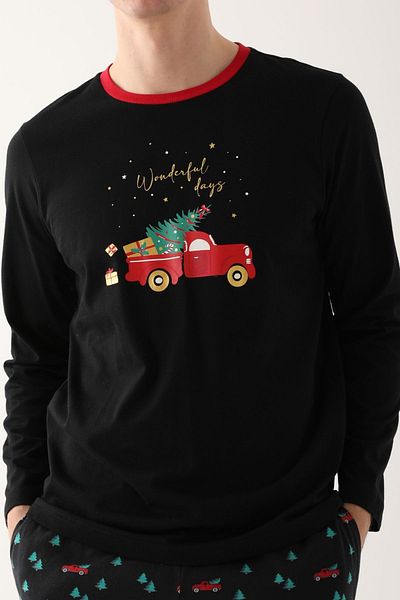 Arnetta set de pijamale pentru copii unisex concept de Crăciun negru