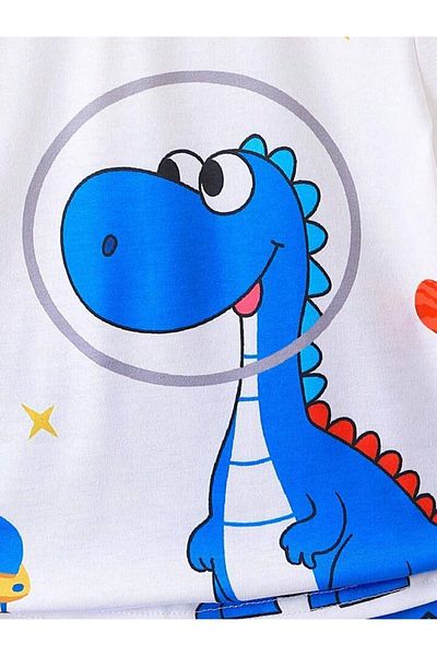 GLOWES Unisex Kids Blue Dinosaur Printed Shorts Set