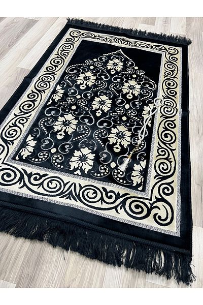 AYHANHOME طقم سجادة صلاة مخملية لامعة مع مسبحة صلاة
